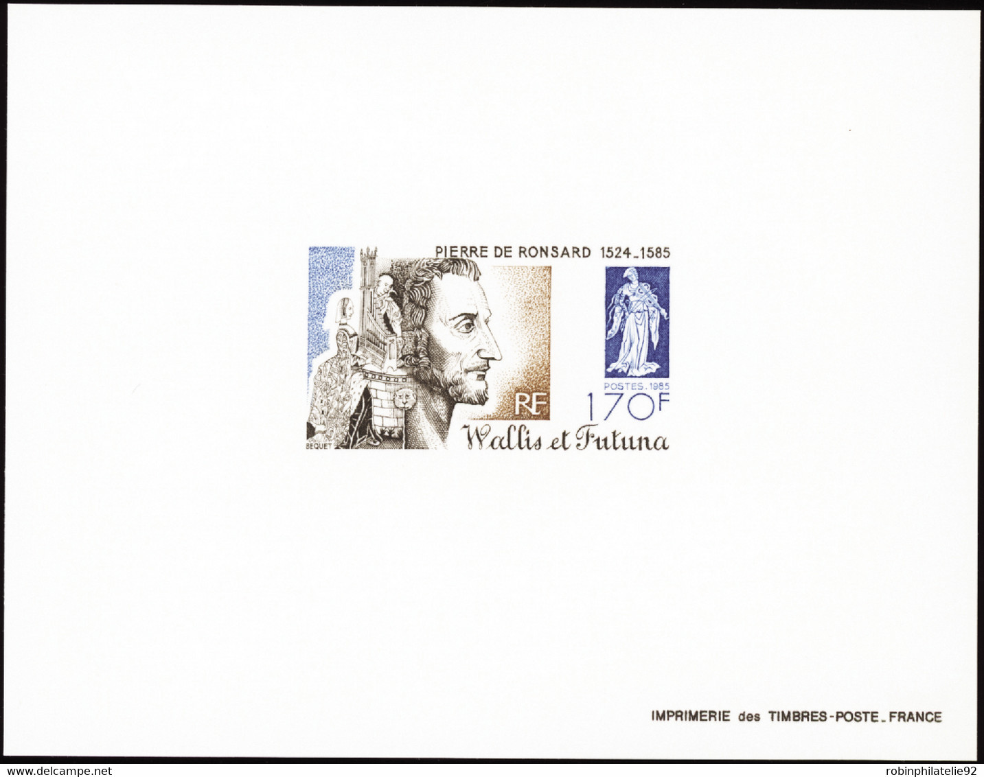 Wallis Et Futuna  épreuves De Luxe N°333 170f Mort De Ronsard - Imperforates, Proofs & Errors