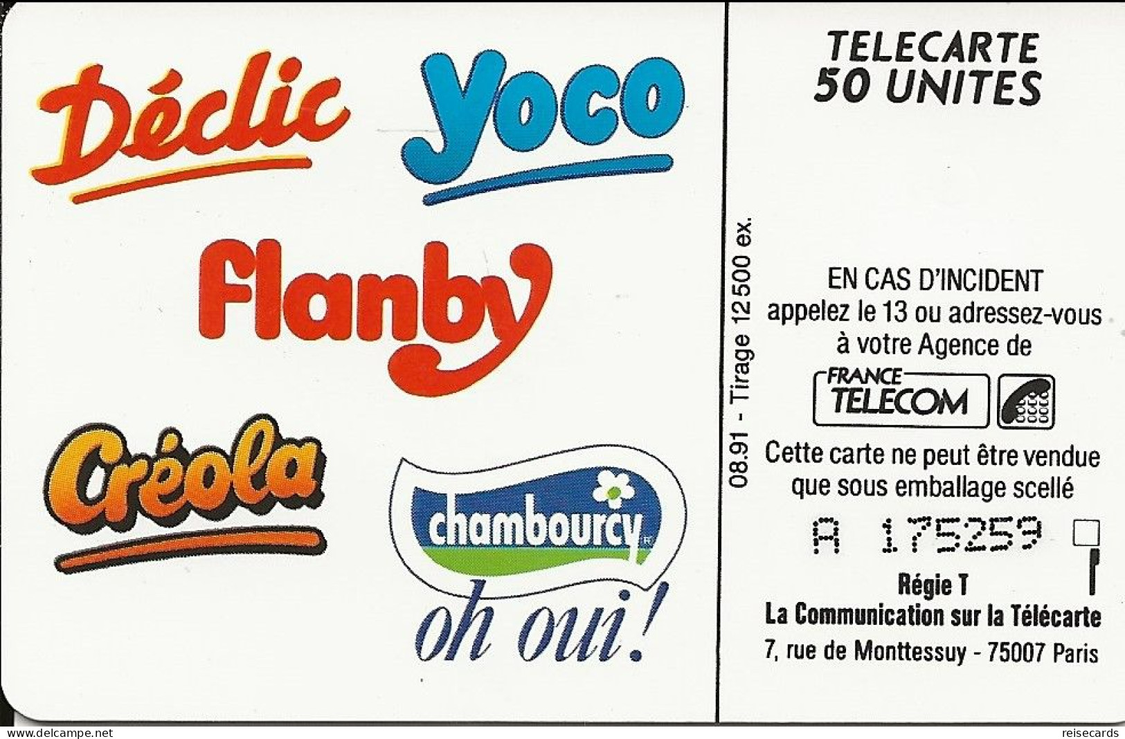 France: France Telecom 08/91 En135a Chambourcy Les Intrépides (Nestlé). Mint - 1991