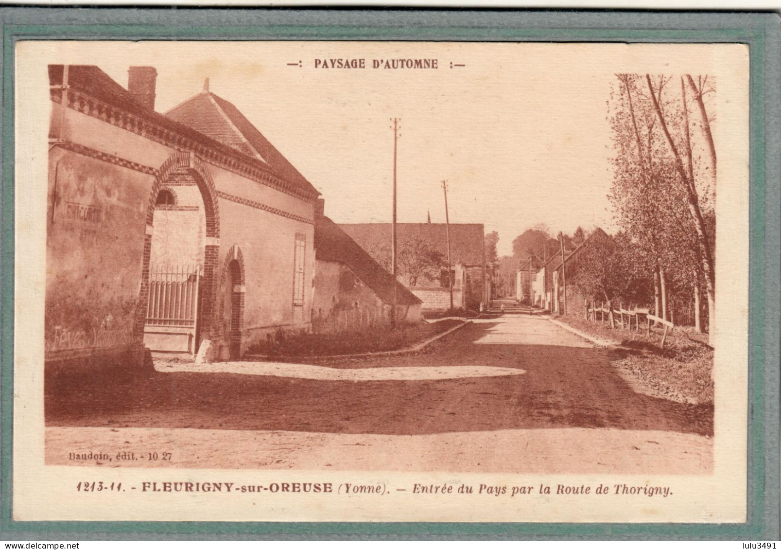 CPA (89) FLEURIGNY-sur-OREUSE - Aspect De L'entrée Du Pays Par La Route De Thorigny En 1933 - Andere & Zonder Classificatie