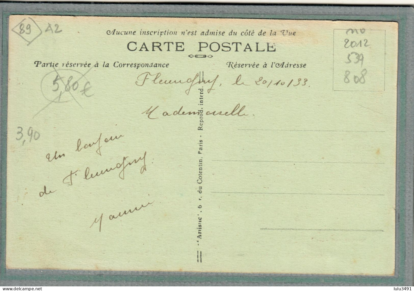 CPA (89) FLEURIGNY-sur-OREUSE - Aspect De L'entrée Du Pays Par La Route De Thorigny En 1933 - Andere & Zonder Classificatie