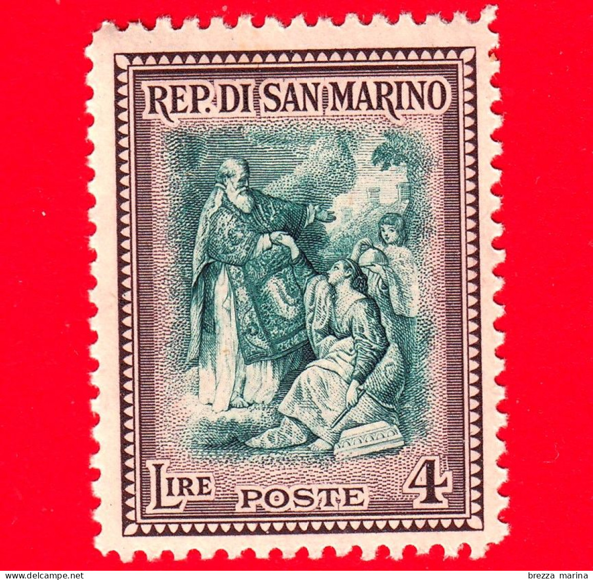 Nuovo - ML - SAN MARINO - 1947 - Ricostruzione Alberoniana - San Marino Rialza La Repubblica, Opera Di P.Batoni - 4 - Ongebruikt