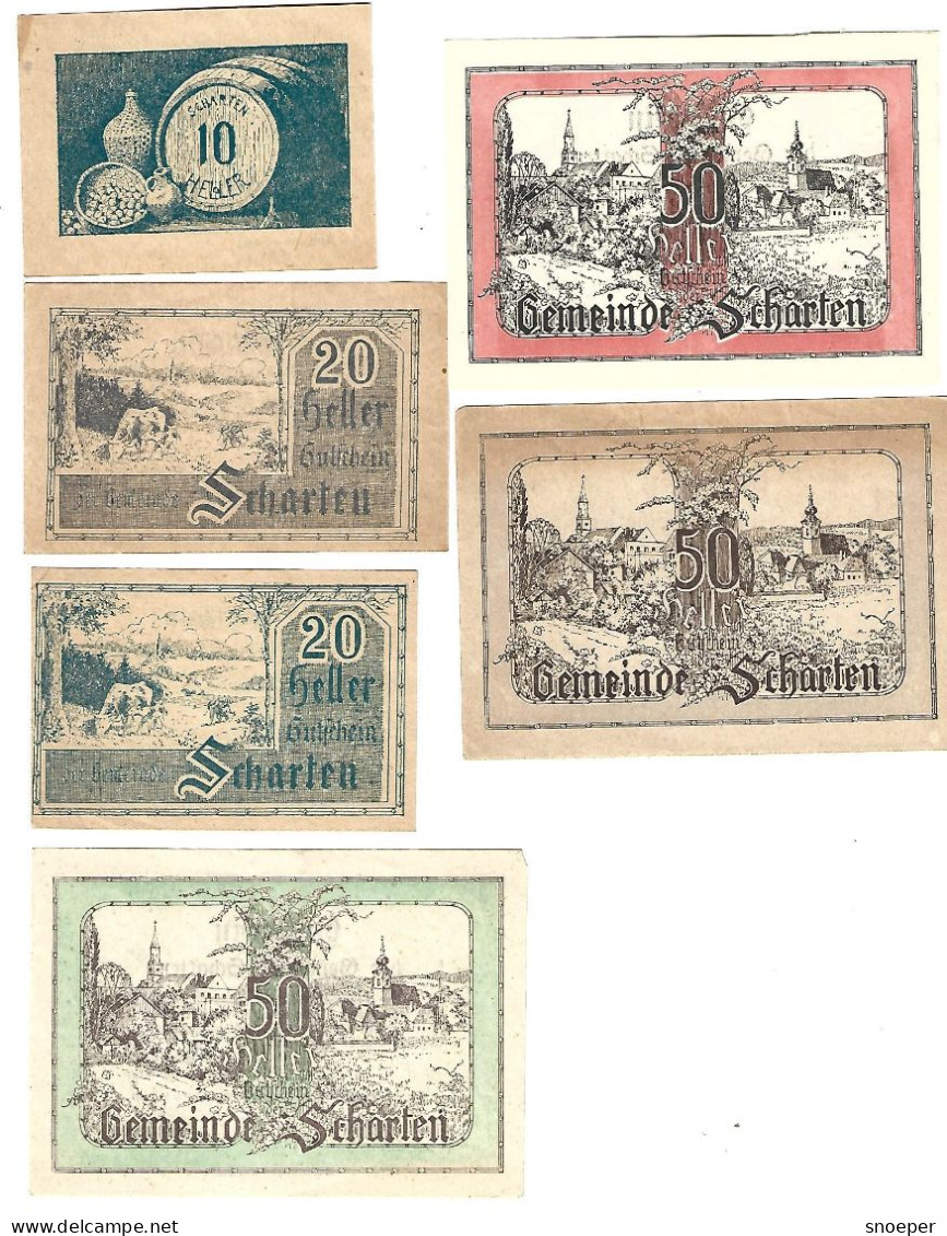 **Austria Notgeld  Scharten10+2x 20+3x 50 Heller  955/a+e+j+q+s+u  Cat Val 8,00 Euro - Autriche