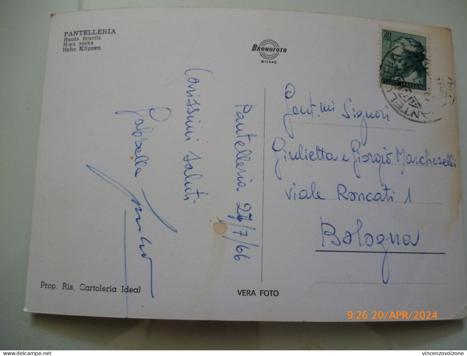 Cartolina  Viaggiata "PANTELLERIA Faraglioni" 1966 - Messina