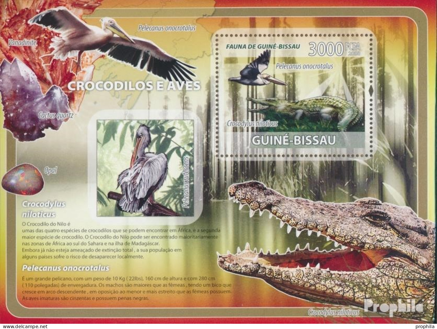 Guinea-Bissau Block 645 (kompl. Ausgabe) Postfrisch 2008 Krokodile, Vögel, Mineralien - Guinée-Bissau