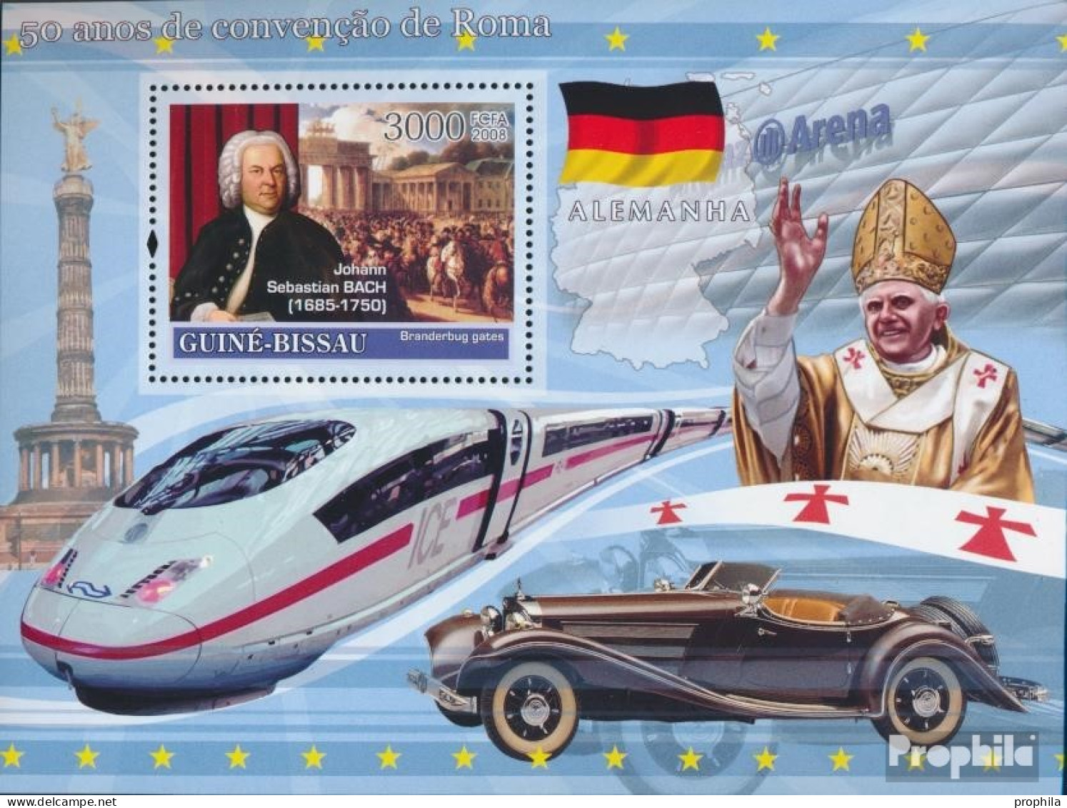 Guinea-Bissau Block 637 (kompl. Ausgabe) Postfrisch 2008 Bach, Zug ICE, Mercedes-Benz - Guinée-Bissau