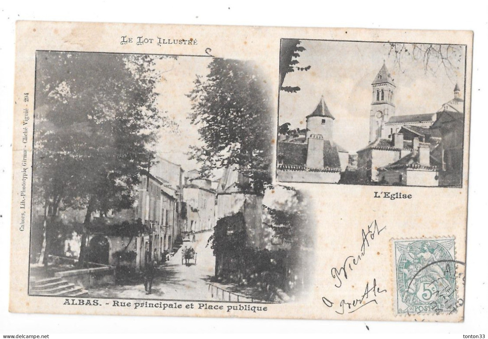 ALBAS - 46 - CPA DOS SIMPLE De 1904 - Rue Principale Et Place Publique  - TOUL 6 - - Other & Unclassified