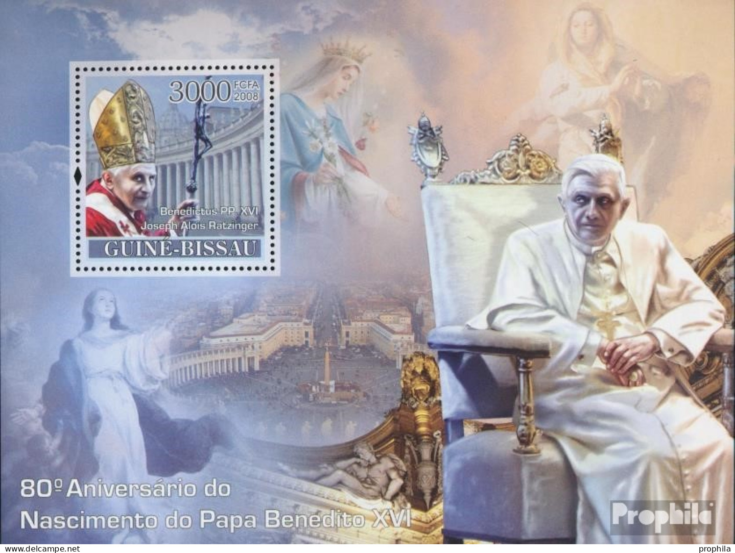 Guinea-Bissau Block 633 (kompl. Ausgabe) Postfrisch 2008 80.Geburtstag Von Papst Benedikt - Guinea-Bissau