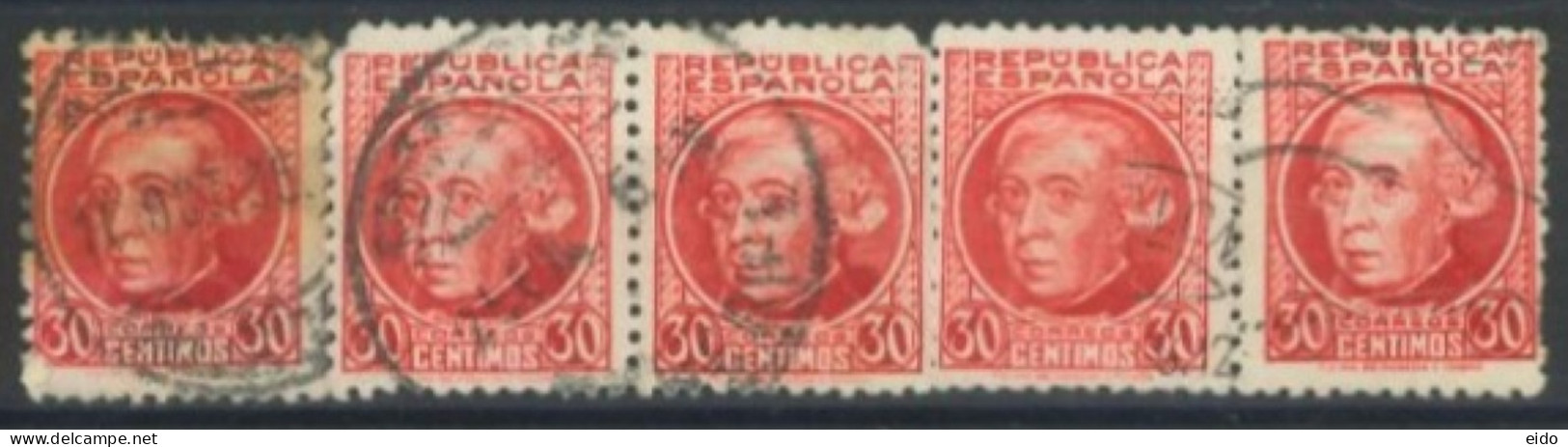 SPAIN, 1935/36, GASPAR MELCHOR DE JOVELLANOS STAMP QTY. 5, SPECIAL REDUCED PRICE, # 549, USED. - Used Stamps