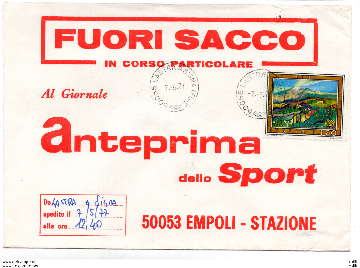 Etna Lire 170 Isolato Su Busta Fuori Sacco - 1946-60: Marcophilie