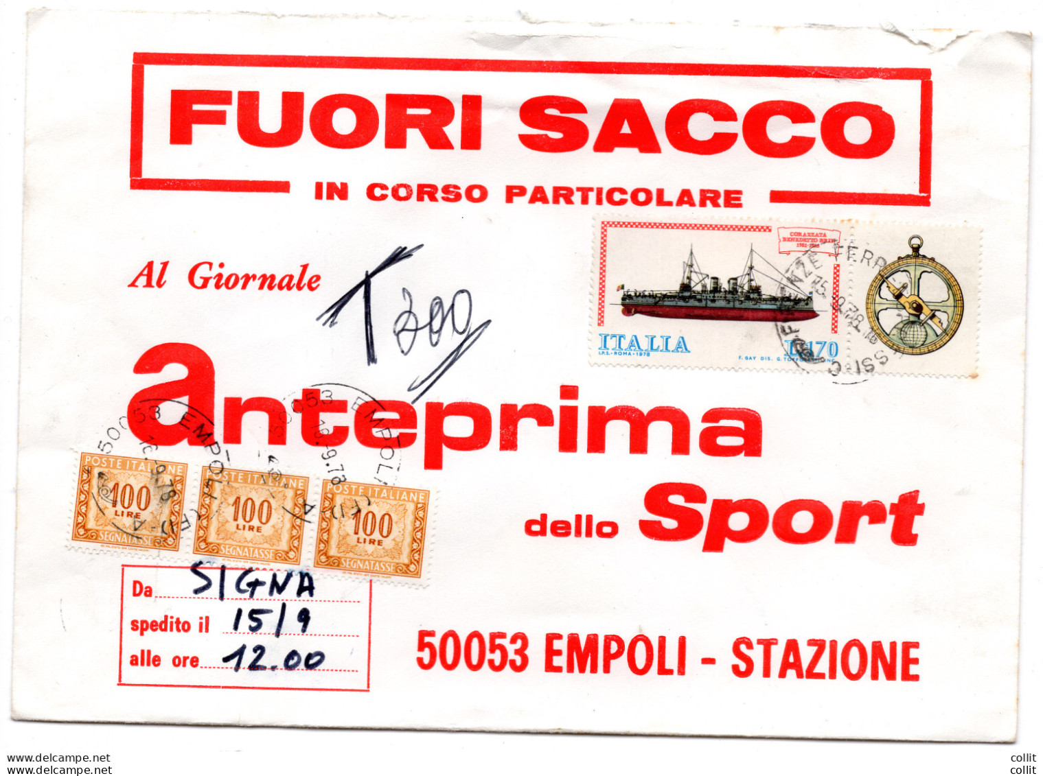 Navi '78 Lire 170 Isolato E Tassato Su Busta "Fuori Sacco" - 1946-60: Marcophilie