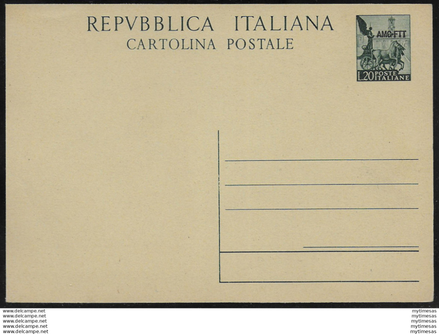 1952 Trieste A Lire 20 C16A Fil. Cartolina Postale - Entero Postal