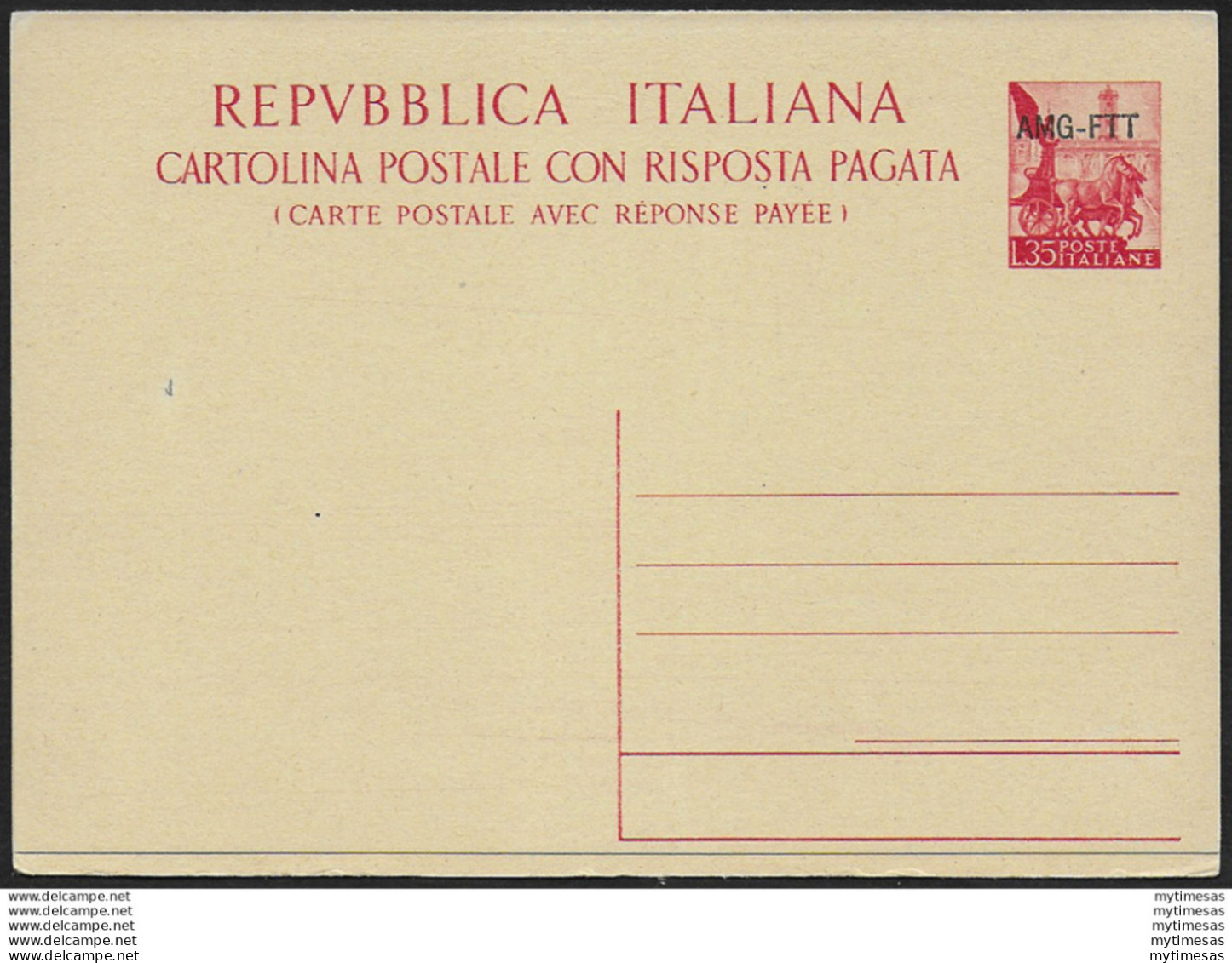 1952 Trieste A Lire 35+35 C19 Filagrano - Ganzsachen