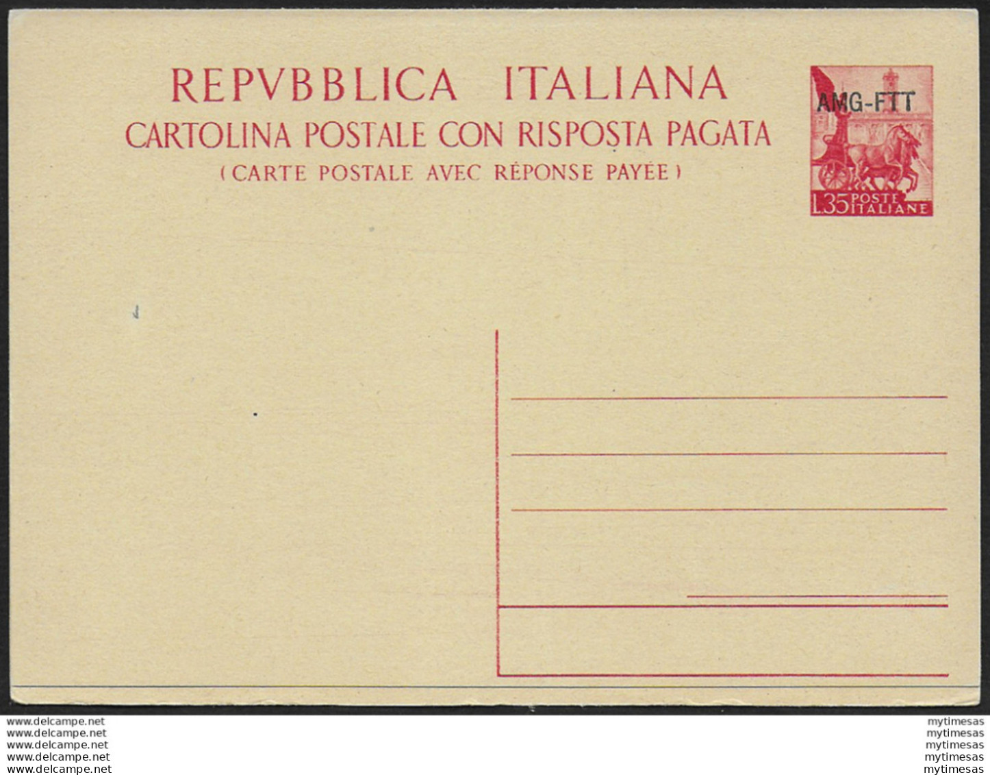 1952 Trieste A Lire 35+35 C19 Filagrano - Entero Postal