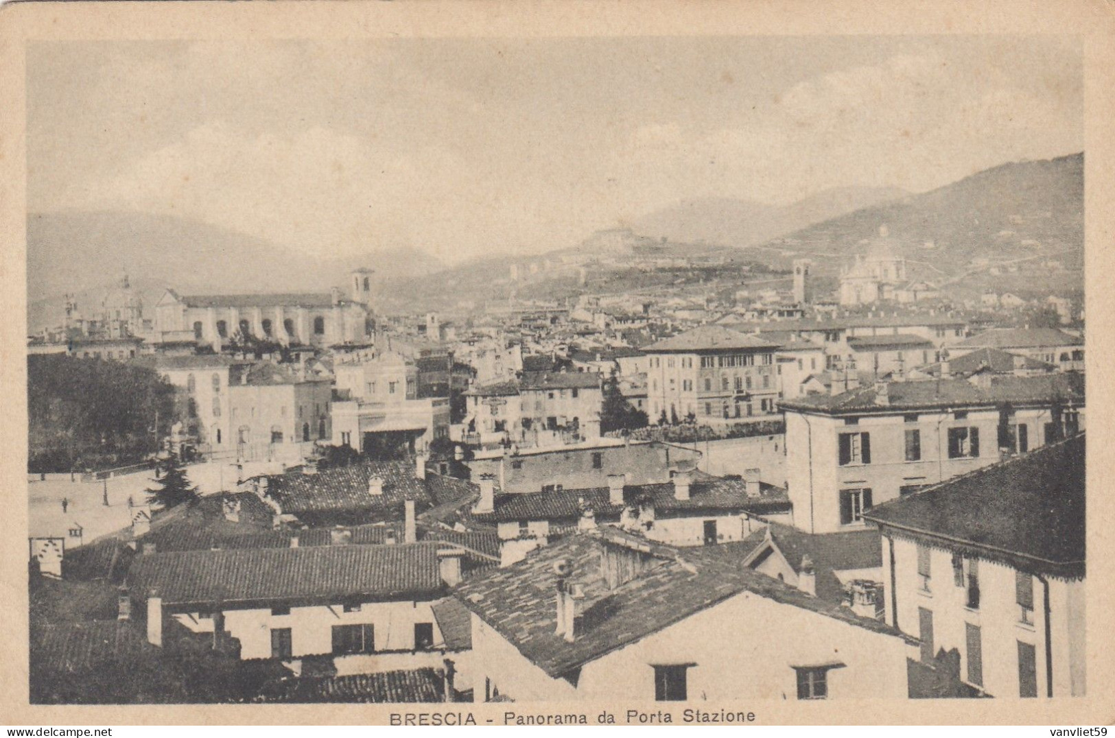BRESCIA-PANORAMA DA PORTA STAZIONE-CARTOLINA SCRITTA DATATA(17-12-1917) MA NON VIAGGIATA - Brescia