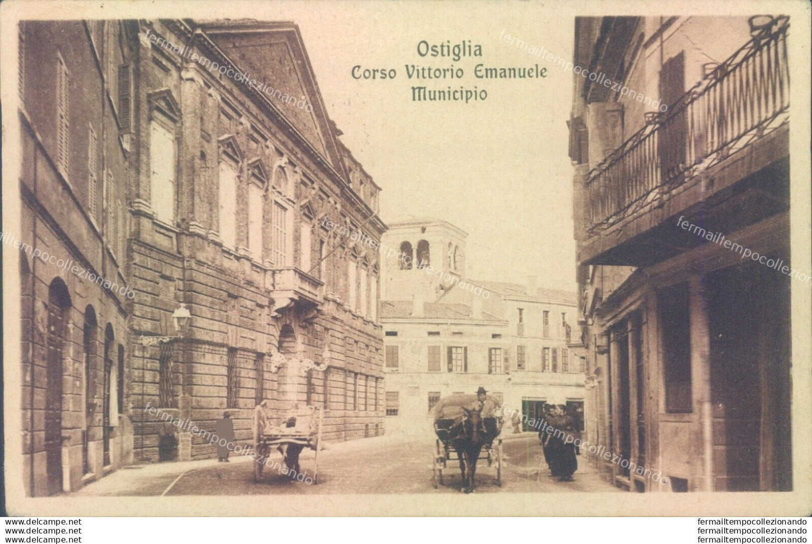 P139 Cartolina Ostiglia Corso Vittorio Emanuele Municipio 1926 Prov. Di Mantova - Mantova