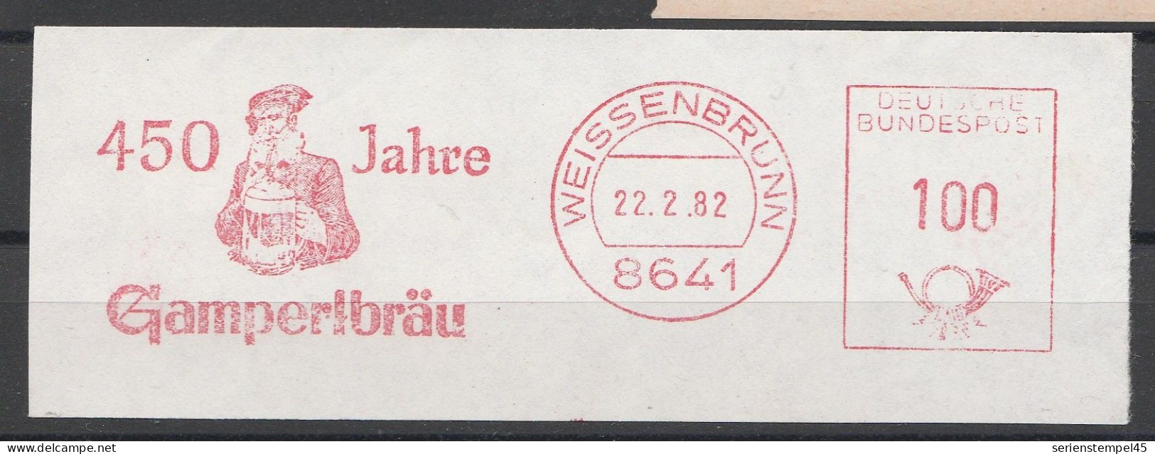 Motiv Getränke Bier Freistempel Briefstück Weissenbrunn 1982 450 Jahre Gamperlbräu - Bières