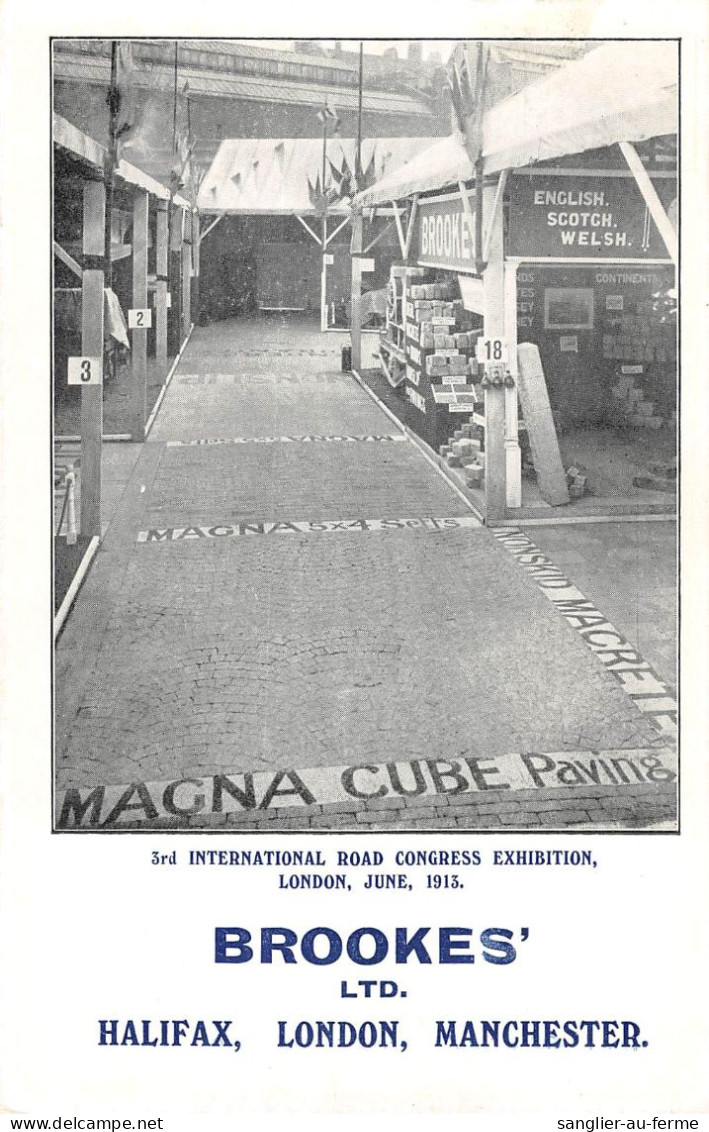CPA PUBLICITE / INTERNATIONAL ROAD CONGRESS EXHIBITION / LONDON 1913 / BROOKES / MAGNA CUBE PAVING - Publicité