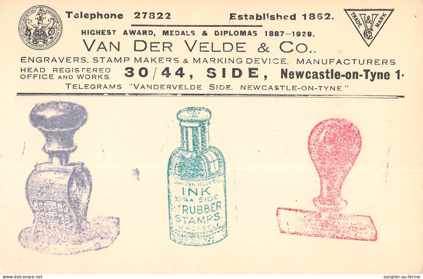 CPA PUBLICITE / TAMPON / VAN DER VELDE AND Co / ENGRAVERS / STAMP MAKERS / MANUFACTURERS - Publicité