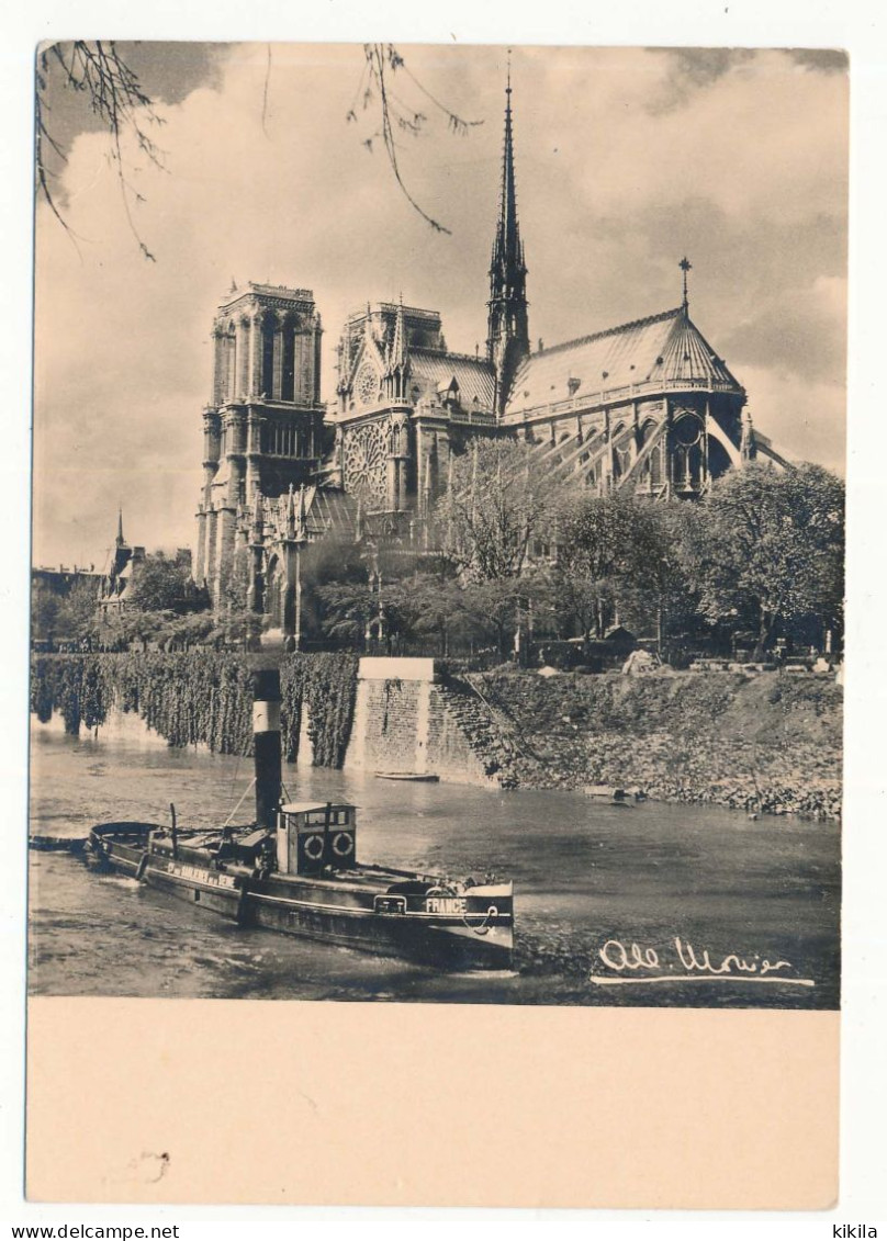 CPSM  10.5 X 15 Photo Albert MONIER Paris - Notre-Dame  Bateau De La Cie Des Sablières De La Seine  France - Monier