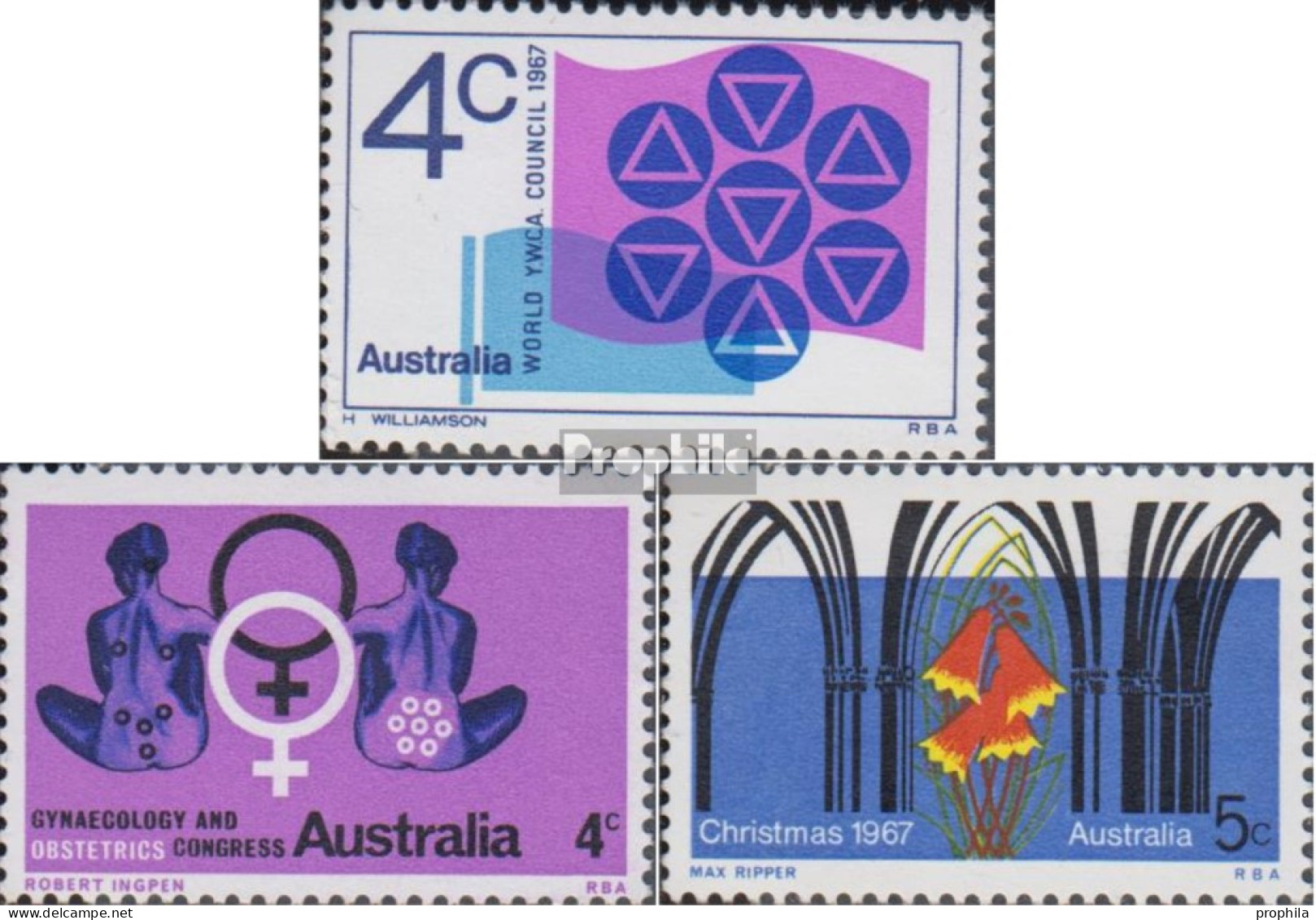 Australien 388,389,393 (kompl.Ausg.) Postfrisch 1967 YWCA, Weihnachten U.a. - Ungebraucht