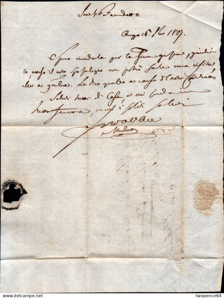 B1 - LETTERA PREFILATELICA DA AREZZO A PIEVE S. STEFANO 1827 - ...-1850 Préphilatélie