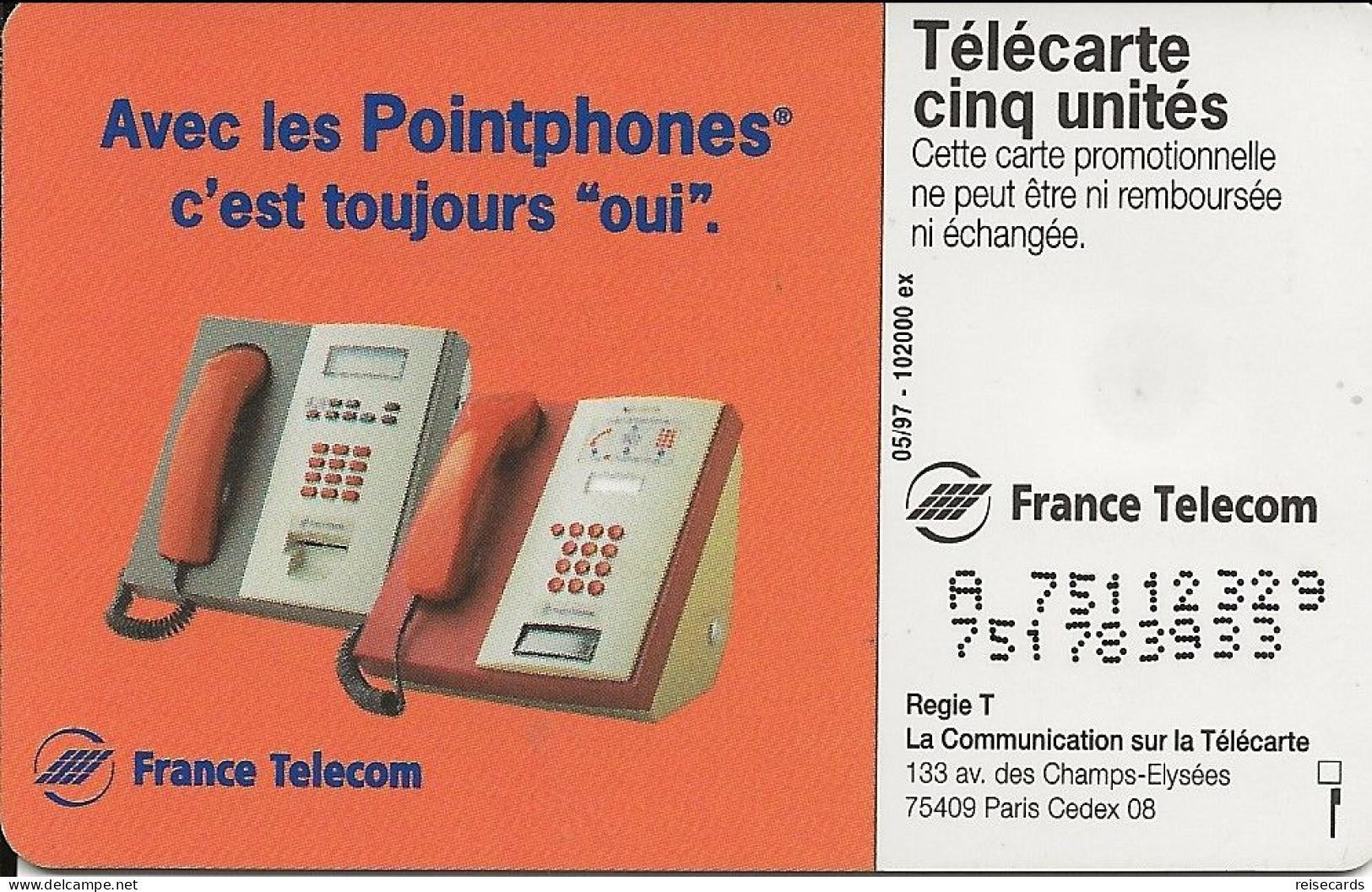 France: France Telecom 05/97 Gn377 Avec Les Pointphones - 1997