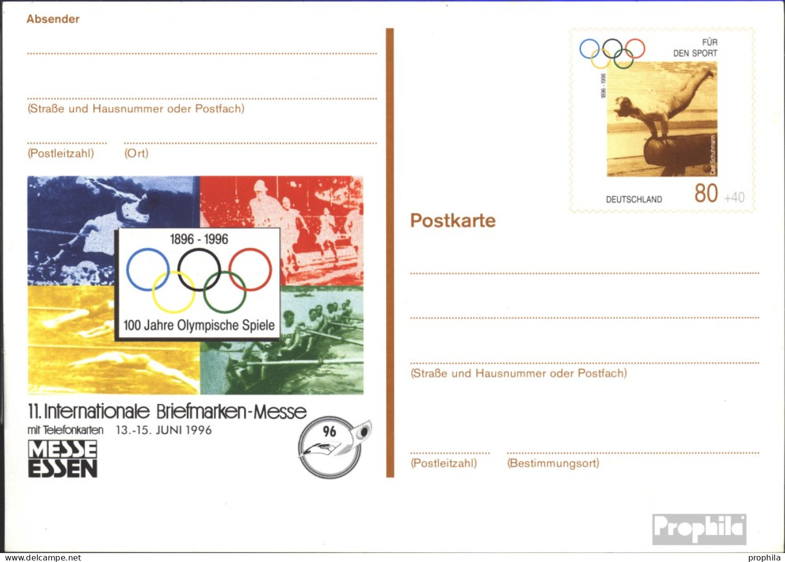 BRD PSo42 Amtliche Sonderpostkarte Gebraucht 1996 Olympiade - Postkaarten - Gebruikt