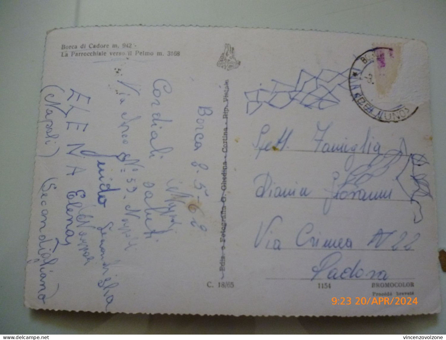 Cartolina  Viaggiata "BORCA DI CADORE La Parrocchiale"  1962 - Belluno
