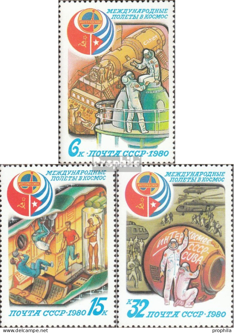 Sowjetunion 4994-4996 (kompl.Ausg.) Postfrisch 1980 Weltraumflug UdSSR-Kuba - Unused Stamps