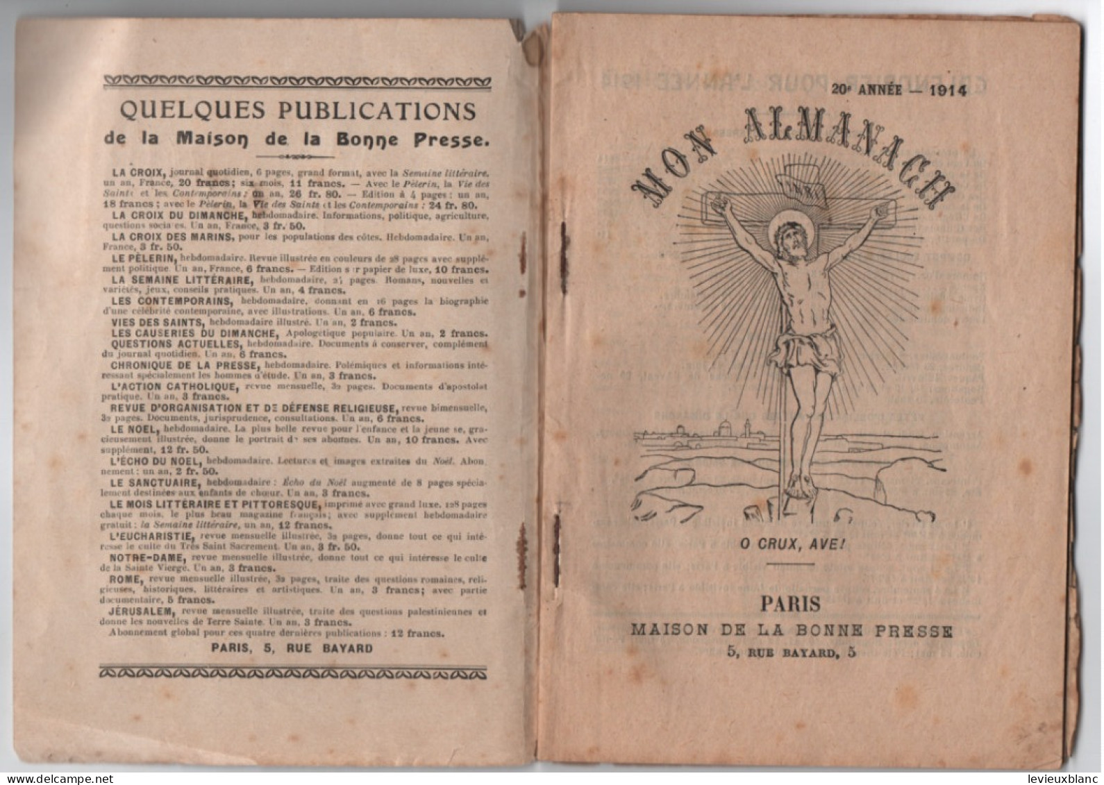 "MON ALMANACH" /Avec Calendrier Annuel / Maison De La Bonne Presse/20éme Année /1914            ALM7 - Andere & Zonder Classificatie