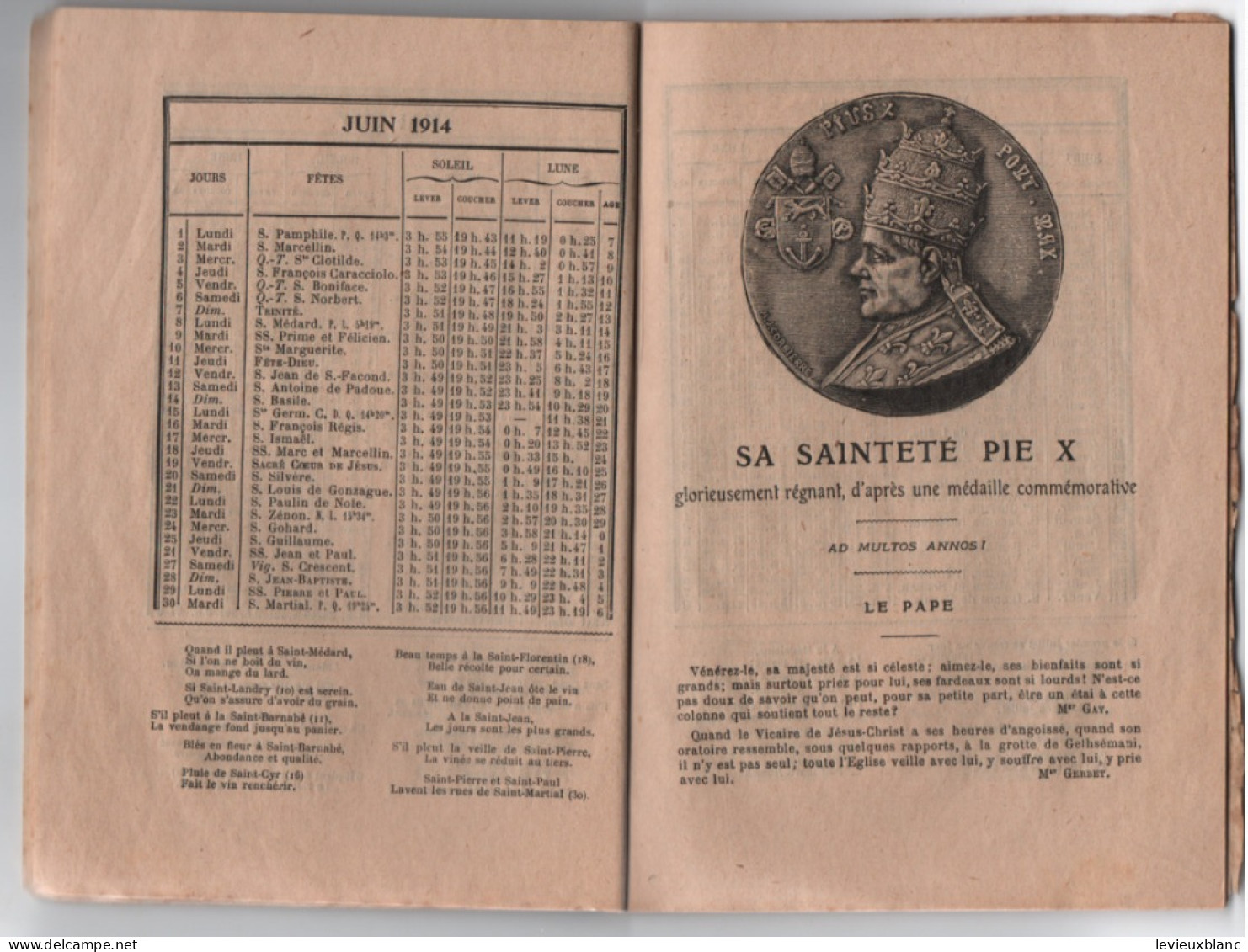 "MON ALMANACH" /Avec Calendrier annuel / Maison de la Bonne Presse/20éme année /1914            ALM7