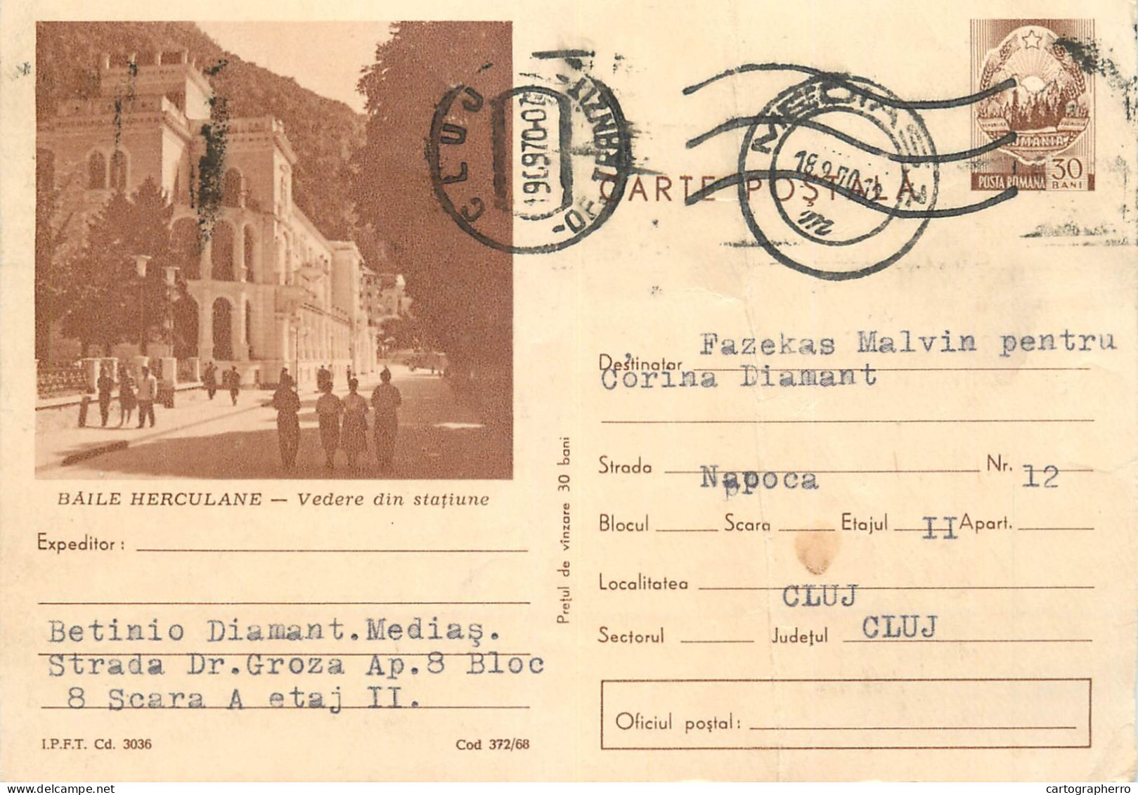 Postal Stationery Postcard Romania Baile Herculane - Rumänien
