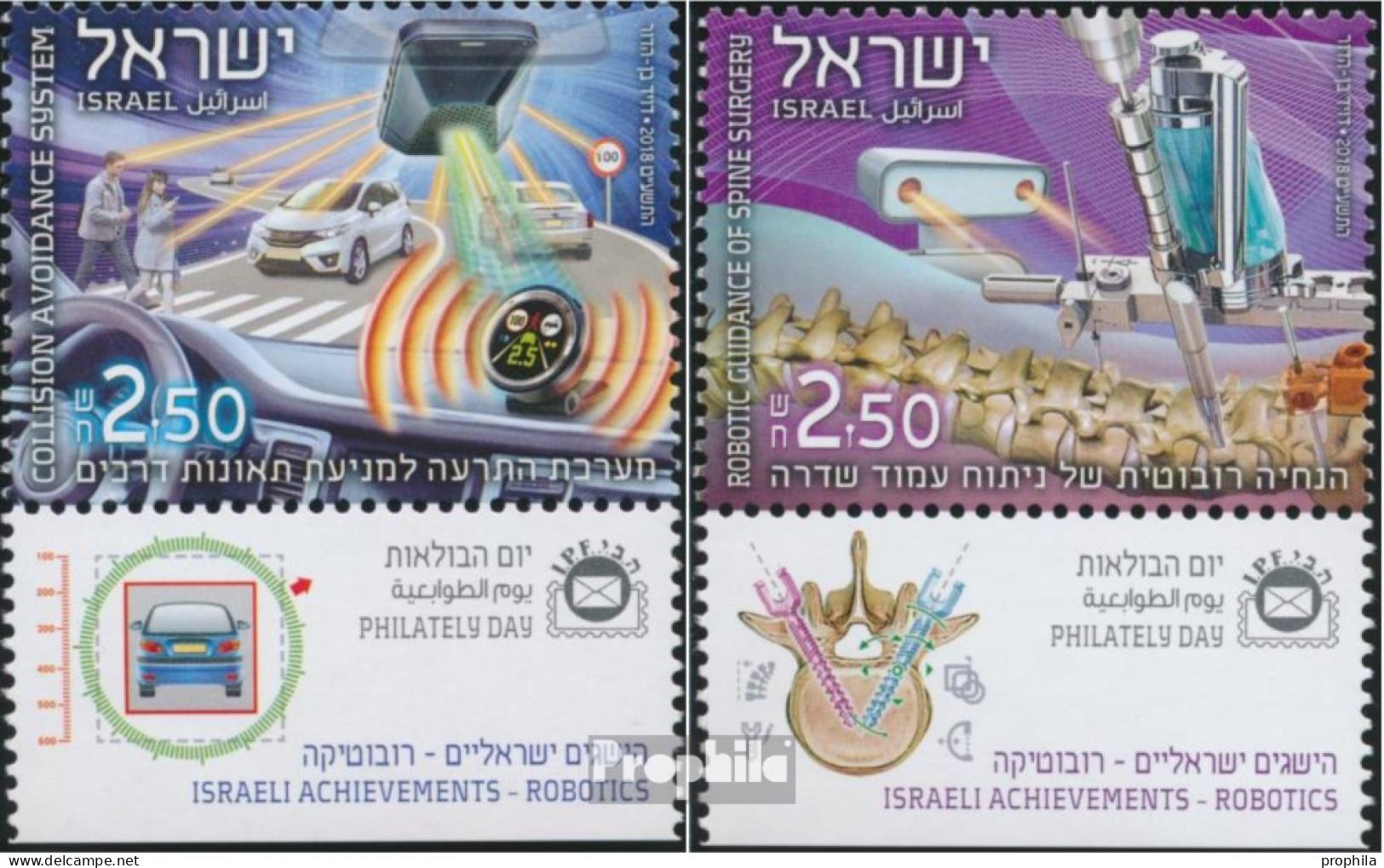 Israel 2655-2656 Mit Tab (kompl.Ausg.) Postfrisch 2018 Technische Innovationen Robotik - Unused Stamps (with Tabs)