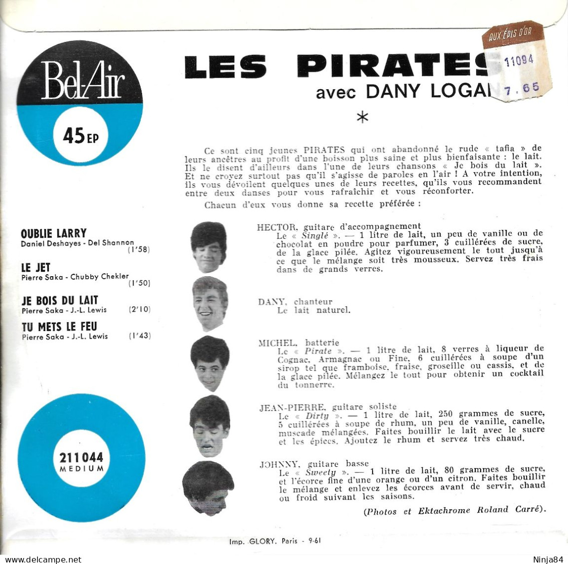EP 45 RPM (7") Les Pirates " Oublie Larry  " - Sonstige - Franz. Chansons