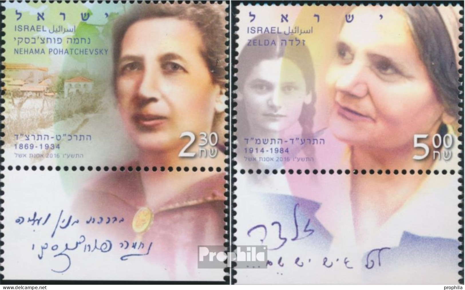 Israel 2500-2501 Mit Tab (kompl.Ausg.) Postfrisch 2016 Pionierinnen - Nuevos (con Tab)