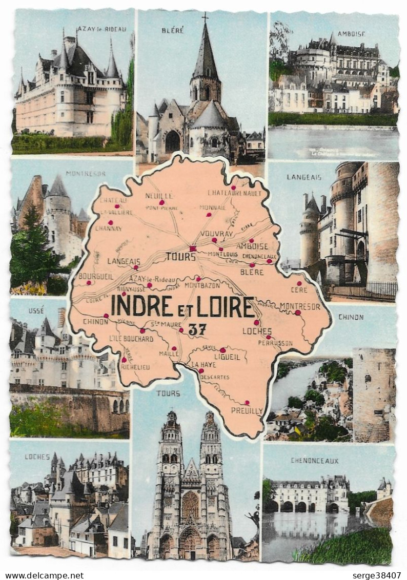 Indre Et Loire - Carte Géographique - Ligueil -Cere - Rigny - Channay - N°1629 # 2-23/3 - Sonstige & Ohne Zuordnung