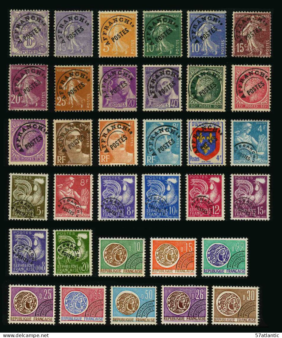 FRANCE - PREOBLITERES - LOT DE 34 TIMBRES DIFFERENTS (SANS GOMME) - Other & Unclassified