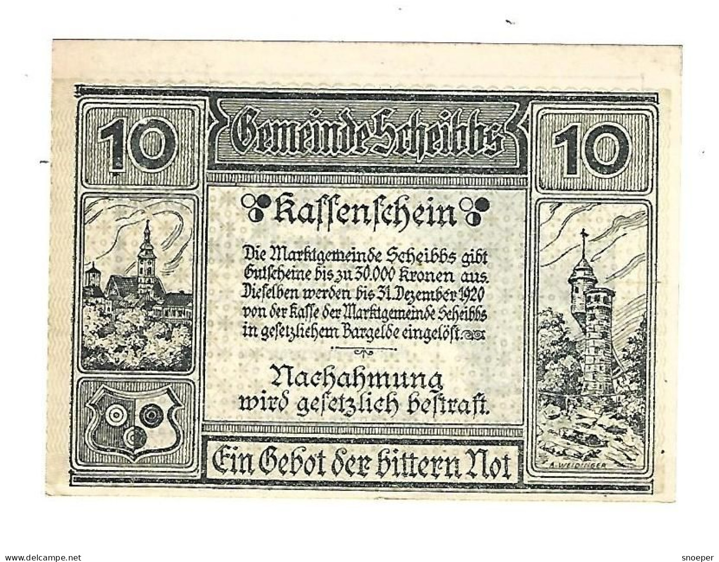 **Austria Notgeld  Scheibbs 10 Heller  957.2b - Autriche