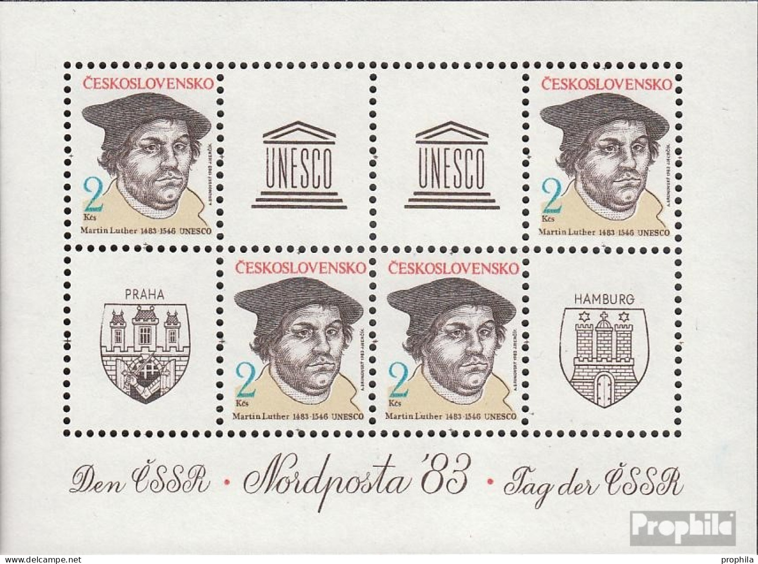 Tschechoslowakei Block56 (kompl.Ausg.) Postfrisch 1983 Martin Luther - Blocs-feuillets