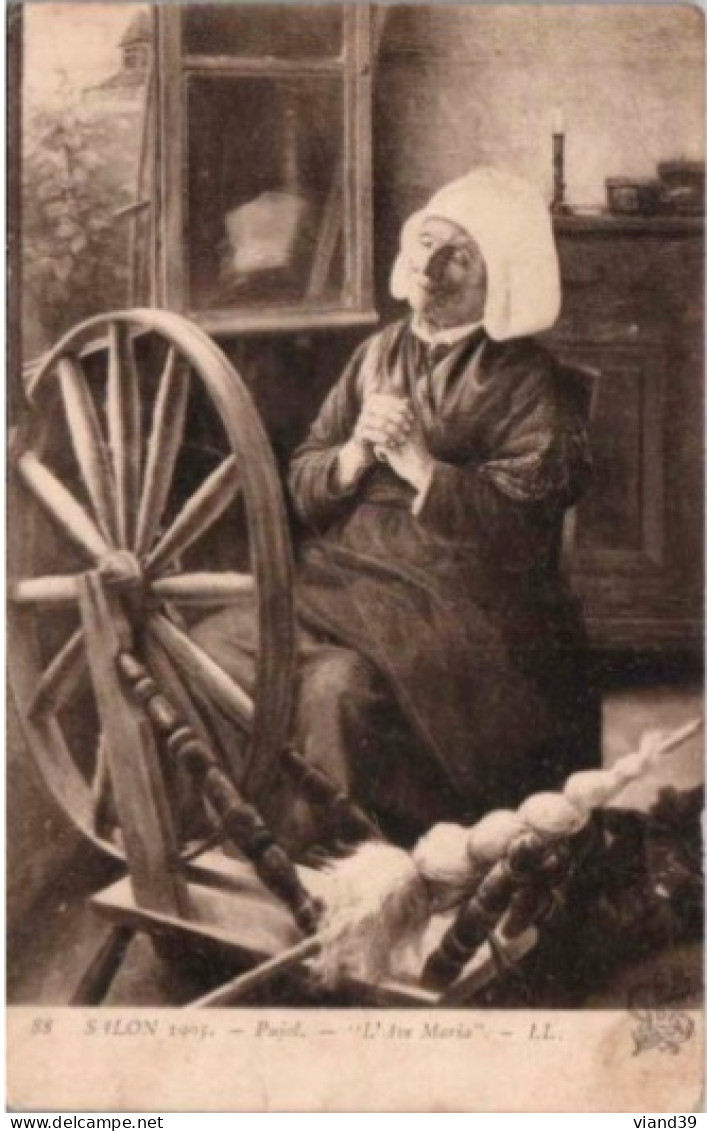 " L'Ave Maria " De Pujol.   CPA.  Cachet Poste. 1906. - Pittura & Quadri