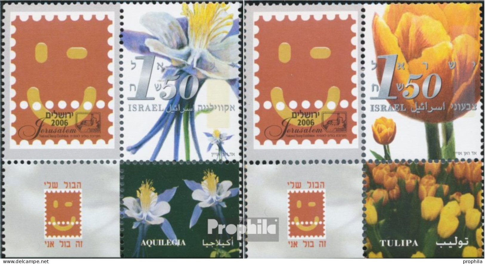 Israel 1863Zf-1864Zf Mit Tab (kompl.Ausg.) Postfrisch 2006 Schnittblumen - Unused Stamps (with Tabs)