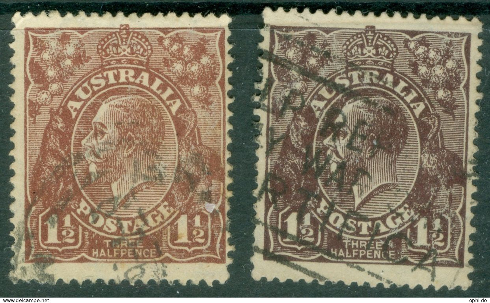 Australie  Yvert  34  Par 2 Avec Nuance Couleur   Ou  Michel  57 X A Et 57 X B  Ob  TB   - Usados