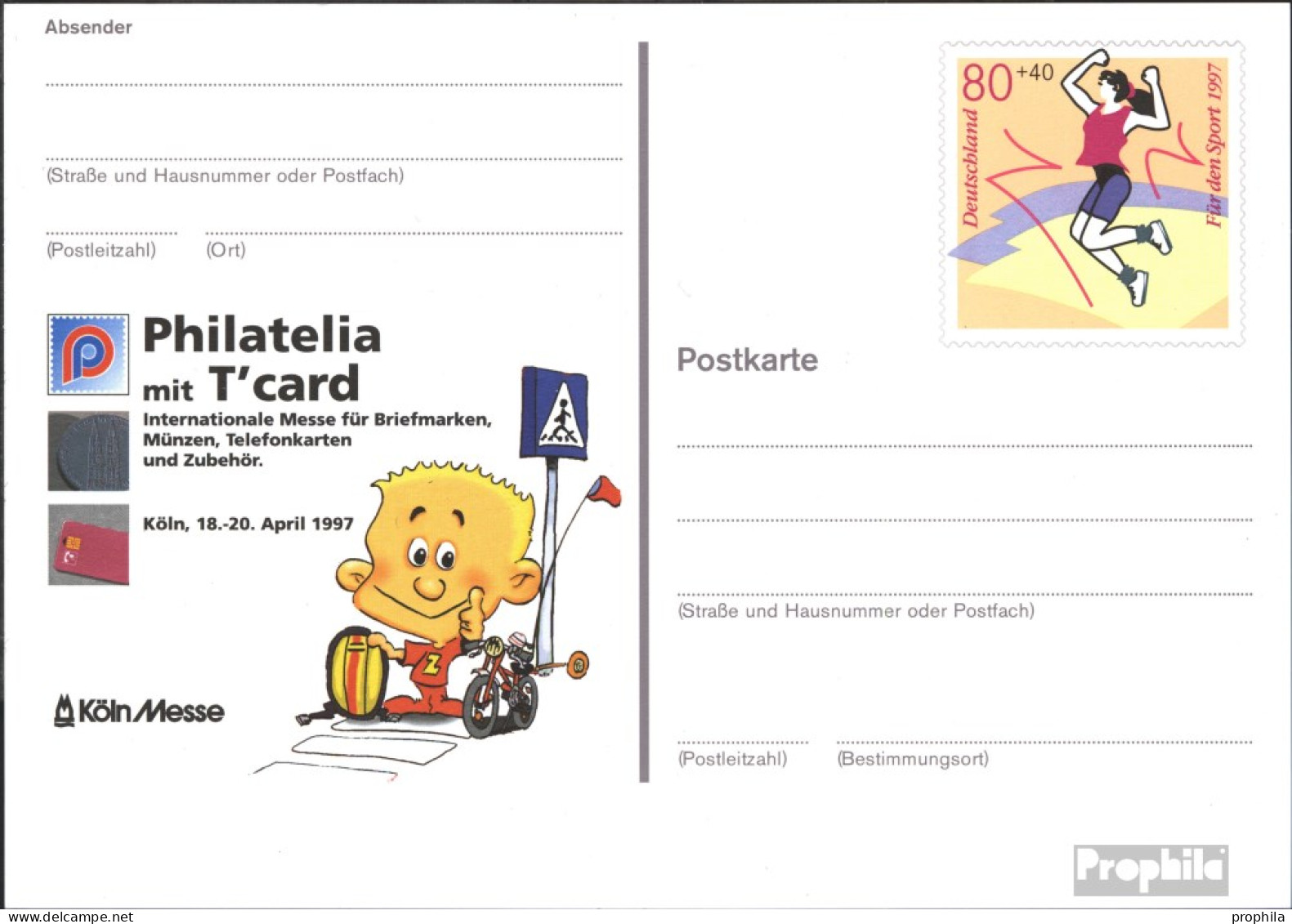 BRD PSo45 Amtliche Sonderpostkarte Gebraucht 1997 Sporthilfe - Postkaarten - Gebruikt
