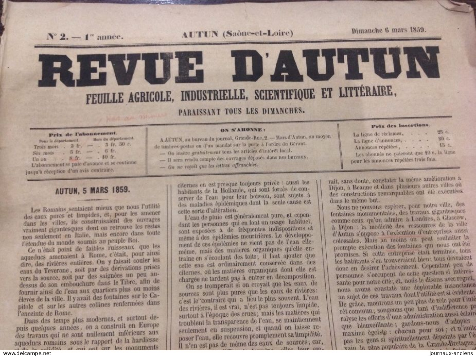 1859 REVUE D'AUTUN N° 2 Première Année - CAVALCADES - Ferdinand DE LESSEPS - LES DAMES DU BON SECOURS - Non Classificati