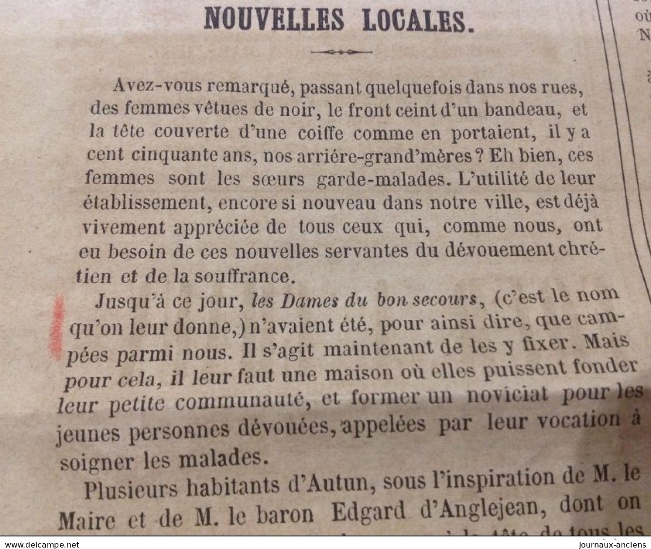 1859 REVUE D'AUTUN N° 2 Première Année - CAVALCADES - Ferdinand DE LESSEPS - LES DAMES DU BON SECOURS - Non Classificati