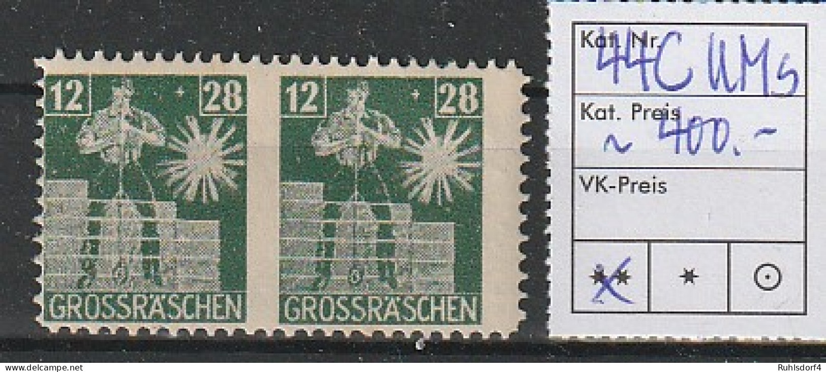 Großräschen Nr. 44C Waager. Paar Mitte Ungezähnt, Geprüft Kunz BPP - Mint