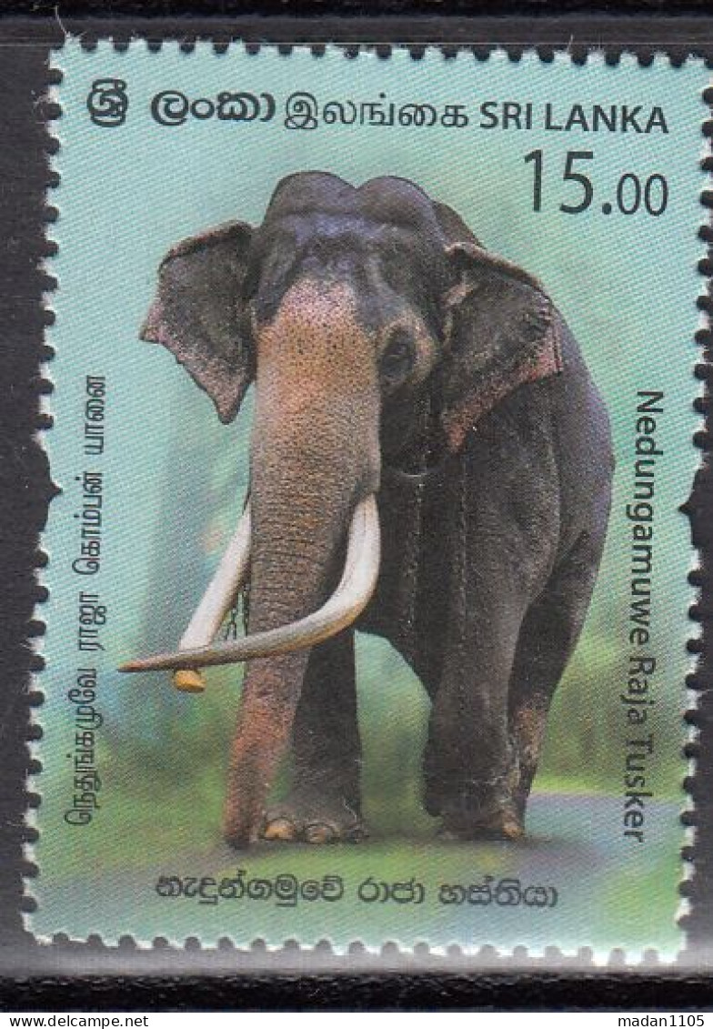 SRI LANKA, 2019,  Nedungamuwe Raja Tusker, Elephants, Elephant, 1 V, MNH, (**) - Sri Lanka (Ceylan) (1948-...)