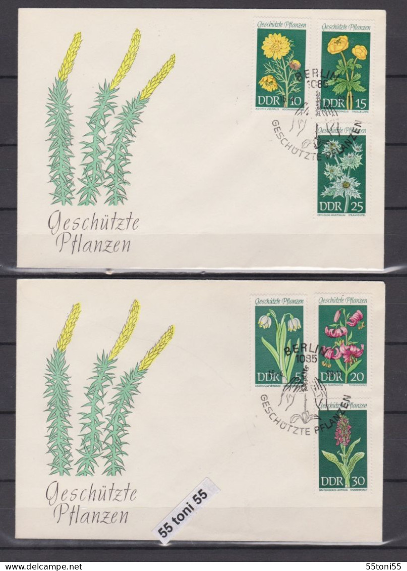 1969  Protected Native Plants Mi -1456 /1461  2 FDC   DDR/Germany - 1950-1970