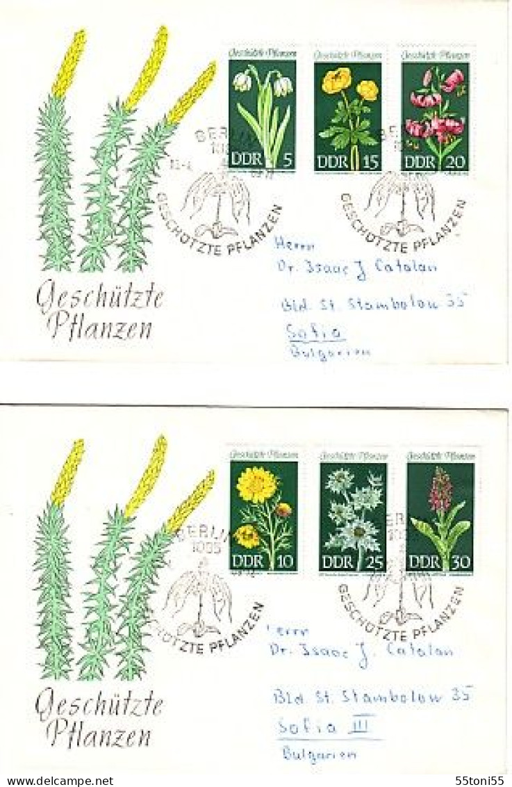 1969  Protected Native Plants Mi -1456 /1461  2 FDC   DDR/Germany - 1950-1970