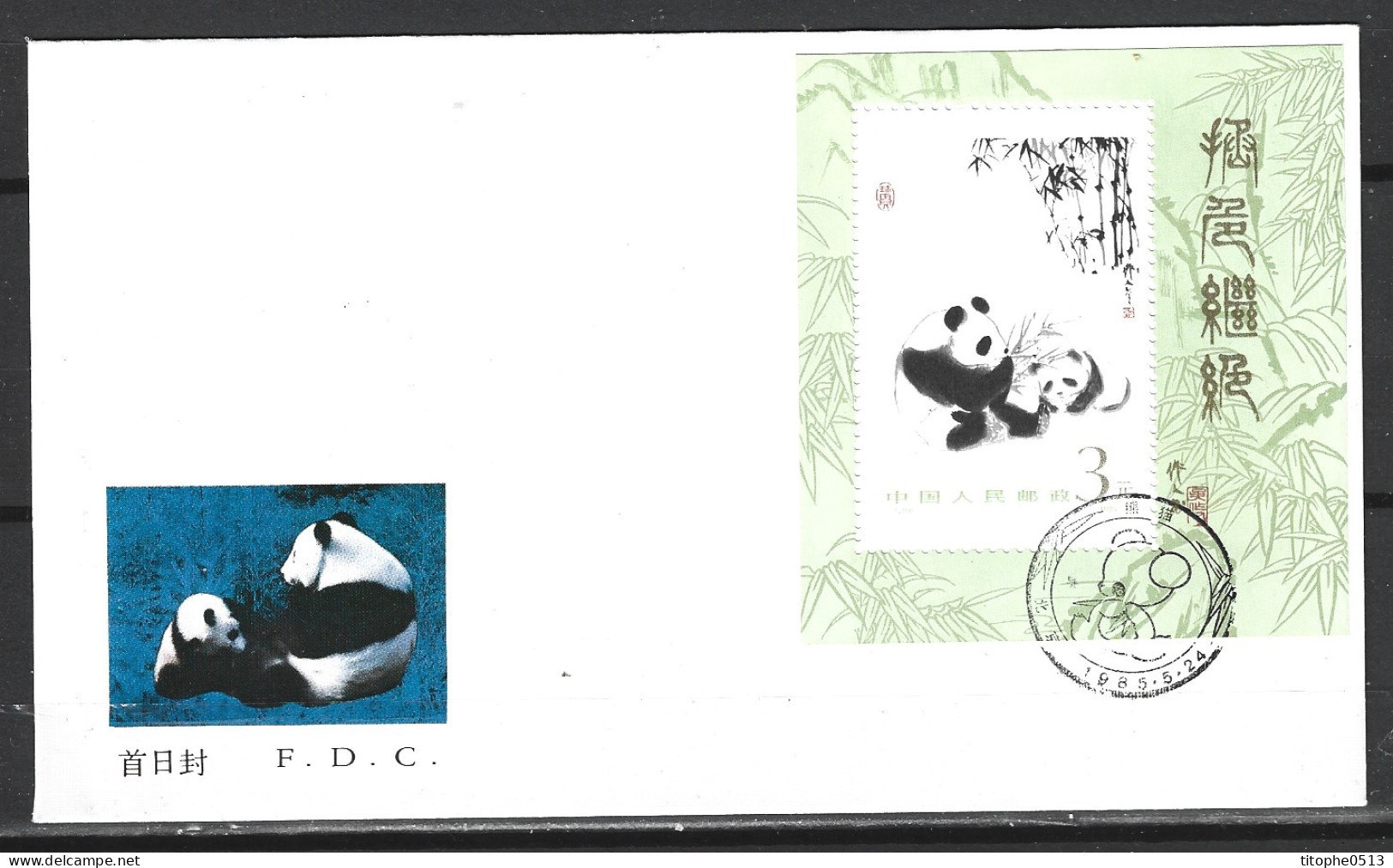 CHINE. BF 38 De 1985 Sur Enveloppe 1er Jour. Panda Géant. - Bären